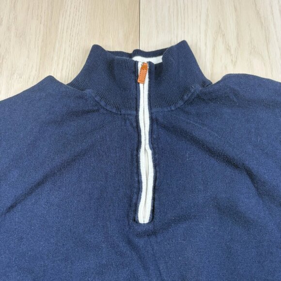 Collars & Co. Mens Navy Blue Pure Cotton 1/4 Zip Pullover Sweatshirt Size XL - Picture 4 of 12